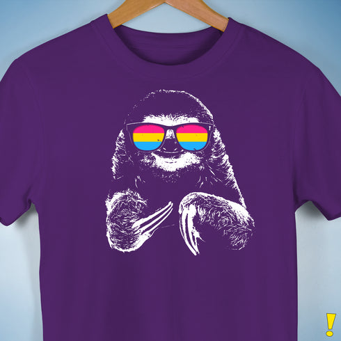 Pride Sloth Pansexual Flag Sunglasses Premium Unisex T-Shirt - Purple